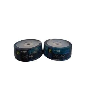 TDK DVD+R Recordable 1 -16x 4.7GB GO 25 disks Lot 2 Packs SEALED NEW